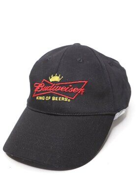 Budweiser King of Beers Fitted Stretch Hat Black Crown Logo OSFA Cap Retro